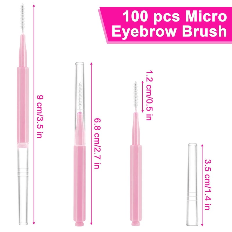 PKRFCJ 100 PCS Brow Lamination Supplies, Brow Lamination Brush, Multi Function Micro Eyebrow Brush, Suitable for Eyelash and Eyebrow Extension Tools (Rose Red) - Image 2